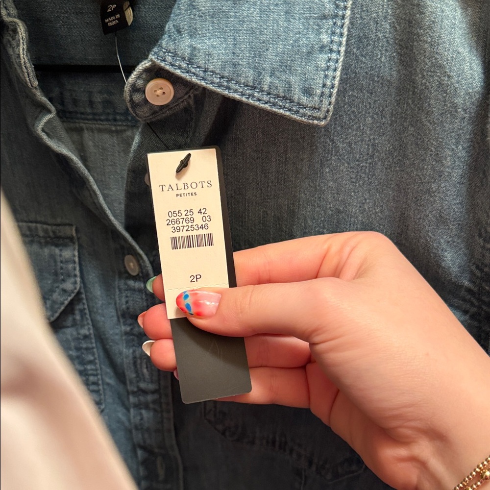 Talbots Blue Button Down Shirt NWT - image 2